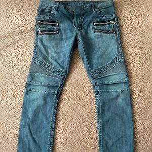 Balmain moto very rare turquoise jean 32 only worn a few times
